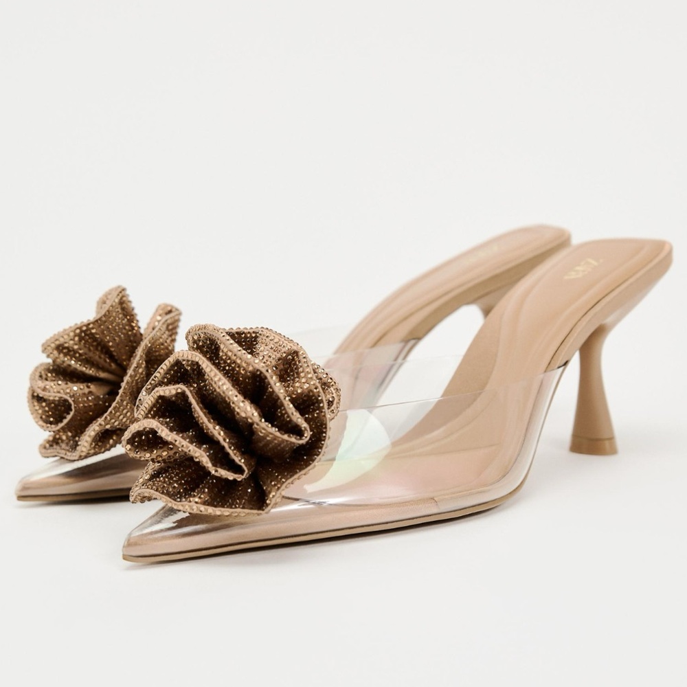 Zara SHINY FLOWER VINYL MULES